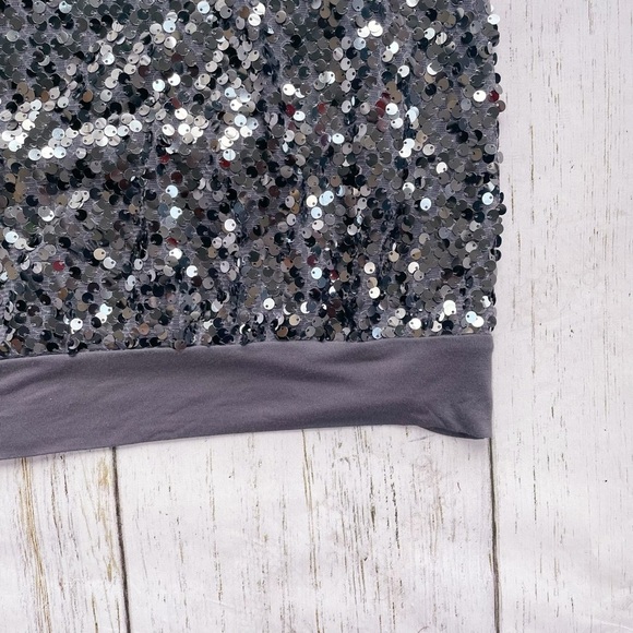 Express Women’s Gray Sequin Braided Back Elastic Waist Halter Tank Top Size XS - Picture 4 of 6